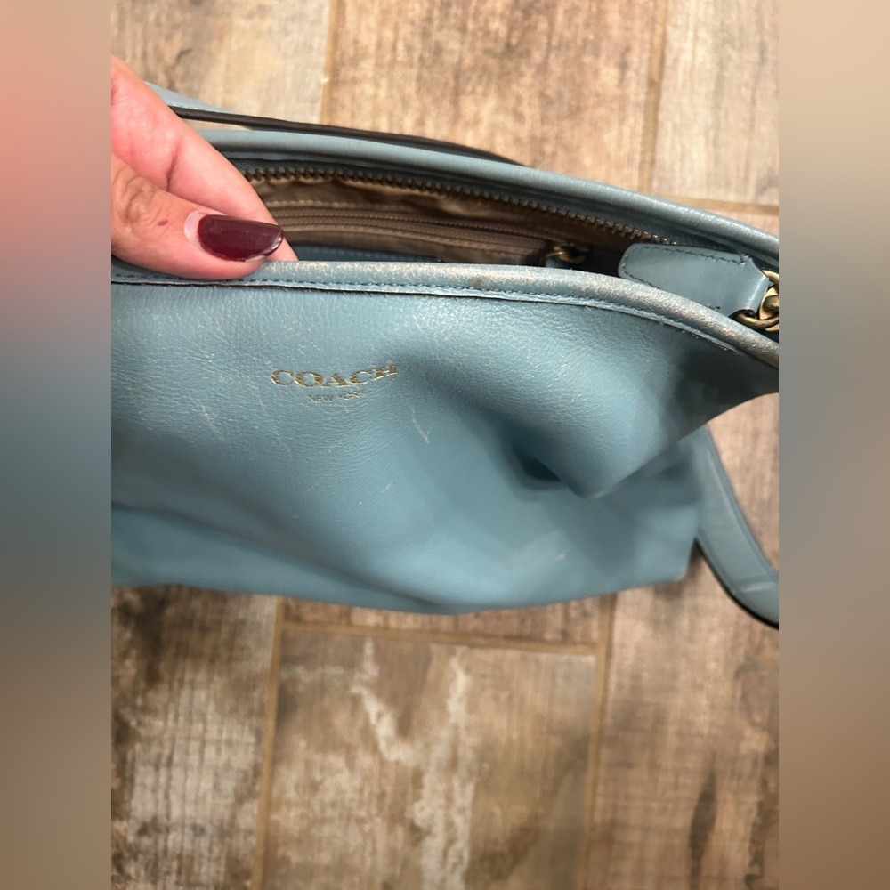 Coach Slate Blue Leather Crossbody Bag- See Pics - Picture 3 of 12